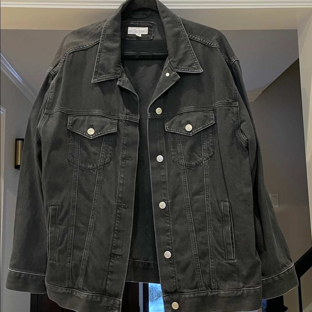 LOFT Black Denim Jacket, Size M